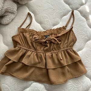 tan flare crop top